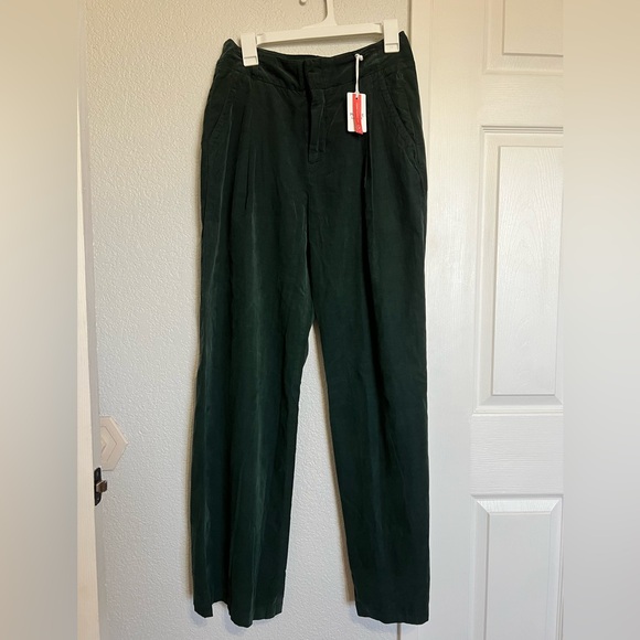 Marine Layer Flora Corduroy Wide Leg Trousers in Green Gables - Picture 3 of 11